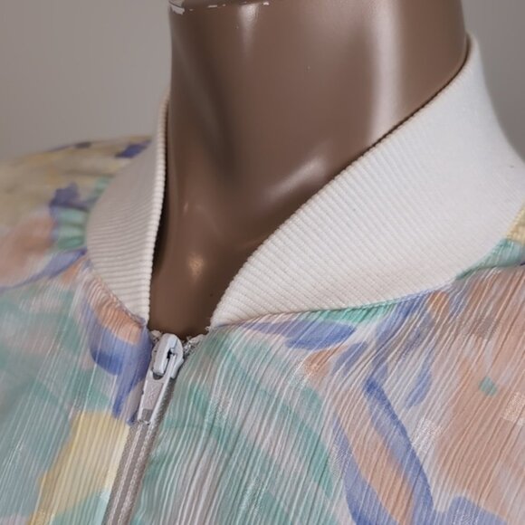 Vintage 90s Alia Floral Bomber Jacket Spring Windbreaker Lightweight Abstract - Picture 5 of 15